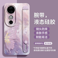 GGUU鎏金蝴蝶適用vivos19手機殼s19pro套18新款16液態(tài)s19硅膠腕帶一體支架pro全包s防摔15高級感17vivo 草紫色-半邊鎏金蝴蝶腕帶 vivoS18Pro