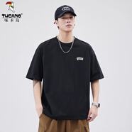啄木鳥(niǎo)（TUCANO）t恤男士純棉短袖2025夏季新款寬松潮牌印花半袖體恤上衣服男生T恤 1807黑色 M （95-115斤）