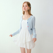 樂(lè )町雙層蛋糕吊帶裙減齡白色連衣裙透氣舒適打底裙 白色（預售） M