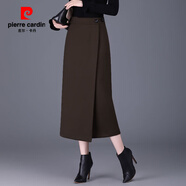 皮爾卡丹（pierre cardin）毛呢半身裙女秋冬新款氣質長裙一片式別致獨特裙子直筒開叉包臀裙 深咖啡 2XL 126-135斤