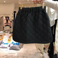 QXBKP短裙秋冬屁簾女遮胯半身裙子韓國(guó)新款加厚松緊高腰防寒保暖 黑色 S