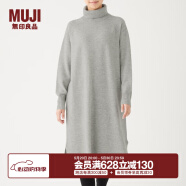 无印良品（MUJI）女式  天竺 高领连衣裙 女装长袖裙子冬季 W9AA875 浅灰色 XS-S （155/80A）