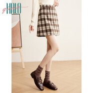 Halo Queen半身裙女秋冬新款格子包臀裙短款收腰顯瘦A字裙H144B6002
