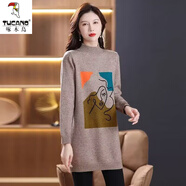 啄木鳥(niǎo)針織衫女2025年秋冬新款中長(cháng)款提花毛衣洋氣內搭半高領(lǐng)打底衫 卡其色 (提花女神中長(cháng)款) S 85-95斤