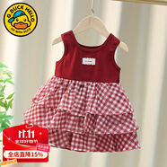 G.DUCKKIDS童裝一周歲女寶寶生日衣服女童連衣裙夏季新款女孩紅色禮服裙子3 紅色格子裙 80 (建議寶寶8-10公斤 12-24個