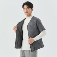 陌飄2025棉衣男輕薄秋冬季打底小棉襖羽絨棉內膽穿中袖保暖棉服中老年 深灰色 3XL 151-165斤