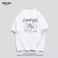 Foss Phil短袖t恤男女士夏季純棉美式潮流百搭印花打底衫男裝DT07白色2XL