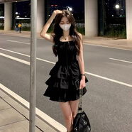FOX.G吊帶連衣裙女士裙子夏天2025夏季新款氣質(zhì)女神范少女感小個(gè)子女裝 法式黑色吊帶蓬蓬裙 M 【建議100斤以?xún)取?
                                         title=