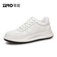 零度尚品Zero男鞋新款時(shí)尚格紋真皮西裝小白鞋男輕便厚底舒適運(yùn)動(dòng)休閑鞋男 白色 39