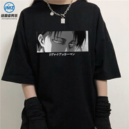 結(jié)盟者Anime Tshirt 新款日本動(dòng)漫進(jìn)擊的巨人印花T恤女黑色夏季女裝 C1 2XL