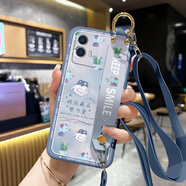 格蘭納適用iQOOU5手機殼U3新款U3X高級感U5X軟硅膠U1腕帶支架U1X防摔全包保護套情侶女斜挎跨掛脖繩背帶 薰衣草灰-藏在努力灰【送背帶】 IQOO U3