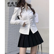 歐迪惠jk制服連衣裙女裝新款2025年夏季襯衫小香風(fēng)百褶短裙子女衣服套裝 白色襯衫+黑色百褶裙 M