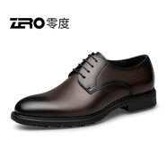 零度尚品Zero正裝男皮鞋商務職場舒適羊皮內(nèi)里軟底軟面輕便德 暗棕 38