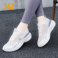 361°女鞋冬季軟底休閑老爹鞋2025新款透氣網(wǎng)面跑步鞋旅游運動(dòng)鞋子女款 羽毛白/冰沙桃-2 37