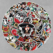 50張紋身個(gè)性創(chuàng  )意貼紙復古圖案 手機殼頭盔水杯遮陽(yáng)傘行李箱貼畫(huà) 防水裝飾撕開(kāi)即粘手工DIY素材不重復 紋身-217 5.5-8.5cm