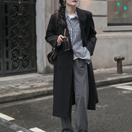 翊尚美休閑小西裝外套女春季新款設(shè)計(jì)感小西服職場(chǎng)通勤穿搭小個(gè)子女裝 黑色【秋冬加長(zhǎng)款】 S 【推薦80-90斤】