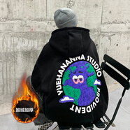 主意范胖子大碼衛衣男春秋季國潮連帽字母印花衛衣男學(xué)生寬松外套上衣 D223A-WY2301黑色加絨 L 115-125斤