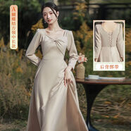 LPDV生日裙子高級感冬天伴娘服秋冬季2024新款緞面結婚姐妹裙小眾氣質(zhì) 圖片色中長(cháng)款A XS