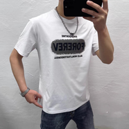 V-MENVMEN威曼2024春夏季新款潮牌寬松字母短袖T恤男潮流帥氣百搭上衣 白色6672 165/S