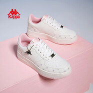Kappa卡帕男鞋板鞋男春季新款厚底小白鞋子男百搭休閑鞋情侶跑步運動(dòng)鞋 冬日白/奶茶粉 40