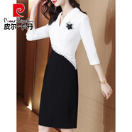 皮爾卡丹高端精致連衣裙2025新款女春秋季包臀晚禮服裙高級感職業(yè)氣質(zhì)裙子 白色 4XL 【145-160斤】