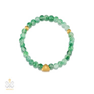 MEDICI意大利美第奇999足金5D硬金石英巖玉珠串手鏈 18cm