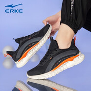 鴻星爾克（ERKE）運(yùn)動(dòng)鞋男2025春季新款正男士跑步鞋網(wǎng)面透氣休閑鞋子 正黑/橙紅色 39