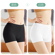 華婷露（Huatinglu）無(wú)痕女式內褲夏防走光超短裙安全褲齊襠不卷邊平角底褲抗菌底襠 兩條裝 黑色+白色 L (適合85-100斤）