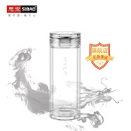 思寶高山流水雙層玻璃杯辦公杯商務(wù)木質(zhì)禮盒帶蓋透亮便攜茶杯無(wú)茶隔 高山流水3號-460ml無(wú)茶隔