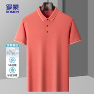 羅蒙（ROMON）5A抗菌含桑蠶絲短袖t恤男polo領(lǐng)中青年夏季涼感T恤衫