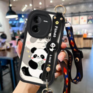 禾殼適用vivoy200t手機殼y100防摔y200i女款y100i斜跨y97卡通y200gt全包y93s掛繩y93創(chuàng  )意vovi熊貓軟殼 【斜挎腕帶掛繩黑】ZT0937 vivo y200i