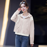 桂雪格春秋季短外套女裝2024新款韓版寬松小個(gè)子短款風(fēng)衣女士夾克衫上衣 粉色 M （90-110斤）