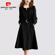 皮爾卡丹媽a媽長袖連衣裙女士棉麻春秋季2025新款氣質(zhì)時(shí)尚收腰顯瘦打底裙 黑色 【秋冬季/氣質(zhì)/高端/時(shí)尚/ 2XL 【140-160斤】