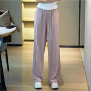 韓璐嬌（hanlujiao）休閑褲女裝夏季2025新款氣質(zhì)顯瘦通勤穿搭衣服運(yùn)動(dòng)冰絲闊腿褲子女 櫻花粉褲子 M （建議96-108斤）