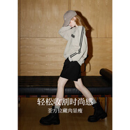 庫(kù)恩瑪維美式校園風(fēng)長(zhǎng)袖衛(wèi)衣女裝2024年秋季新款V領(lǐng)印花寬松上衣K35159 煙灰色 S