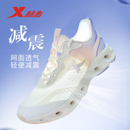 特步（XTEP）運(yùn)動鞋女鞋正品網(wǎng)面透氣輕便跳繩鞋防滑緩震跑步鞋子女休閑旅游鞋 帆白/芋泥紫-經(jīng)典緩震7代S(推薦) 37