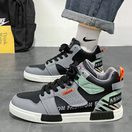 潮小二鞋子男鞋經(jīng)典板鞋新款青少年加絨學(xué)生冬季保暖棉大碼運動(dòng)休閑鞋子 黑灰-822 39