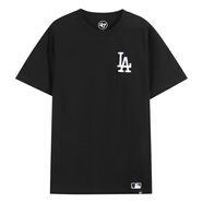 47brand美版MLB短袖T恤純棉面料印花刺繡 NY/LA男女款 47brand出品 黑色-左胸刺繡LA XL (高175-185cm,體重80-95kg)