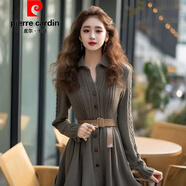 皮爾卡丹（pierre cardin）官方高端感超好看毛衣長(zhǎng)裙子顯瘦氣質(zhì)灰色針織內(nèi)搭連衣裙女秋冬配 品牌旗艦灰色針織連衣裙 L 105-115斤
