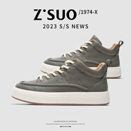 走索（Z.Suo）【牛皮】春夏季新款英倫風(fēng)時(shí)尚休閑馬丁靴百搭靴子10791 灰色 40