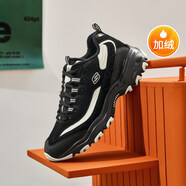 SKECHERS斯凱奇熊貓鞋男子復古老爹鞋情侶男款秋冬加絨厚底休閑運動鞋 894269/BKW 40