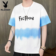 花花公子（PLAYBOY）夏季純棉短袖T恤男士冰絲薄款透氣半袖t潮流牌情侶學生大碼上衣服 23白色 L 【建議120-140斤】
