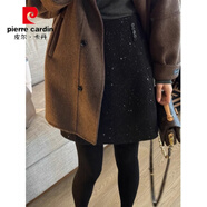 皮爾卡丹法式半身裙女2024年新款秋冬大碼胖mm設(shè)計感小眾重工燙鉆亮片短裙 黑色 L【建議100-120斤】