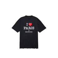 BALENCIAGA巴黎世家I LOVE PARIS & BALENCIAGA女士T恤連衣裙 褪色黑 S (2碼)