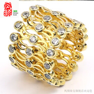 漢爾卓魔戒戒指S925銀伸縮情侶手環(huán)一款兩戴可變形折疊手鐲情人節禮物 檸檬黃 3鉆黃金