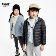 安奈兒（Annil）兒童輕薄羽絨服男女童短款外套2024輕暖親子裝 黑色 110 