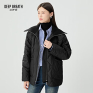 深呼吸DEEP BREATH女裝針織翻領(lǐng)石墨烯棉服棉衣女A401279 黑 S (2碼)