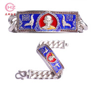花粥泰國佛牌 2560年龍婆瑞銀手鏈 雄雞自身限量版 男女情侶款 2560年藍底加大號