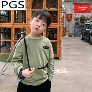 普戈斯（PUGESI）童裝男童春秋裝薄款衛(wèi)衣新款韓版洋氣兒童寶寶長袖t恤打底衫上衣 綠色 100