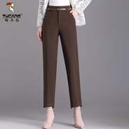 啄木鳥(niǎo)加厚羊·毛呢直筒褲女煙管褲2025秋冬新款小個(gè)子西·裝褲九分褲子 咖啡色九分褲 秋冬加厚款 L